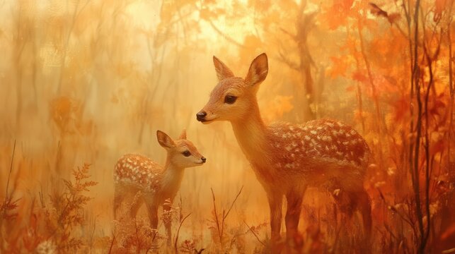 Ecosystem rehabilitation, animals returning to restored landscape, hopeful scene, warm tones