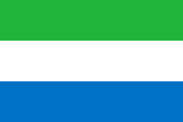 Obraz premium Sierra Leone flag in official colors, dimensions and aspect ratio. Vector flag symbolizing national pride, identity, heritage, patriotism and authority
