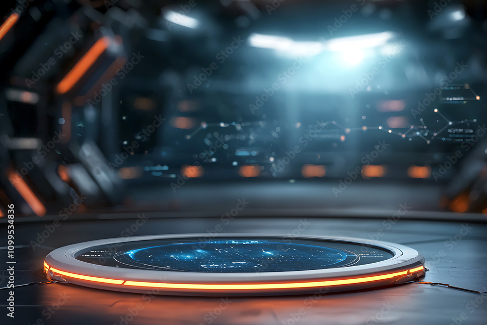 Poster innovative holographic interface design for business applications futuristic workspace digital conce