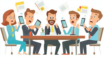 Business Meeting with Mobile Devices