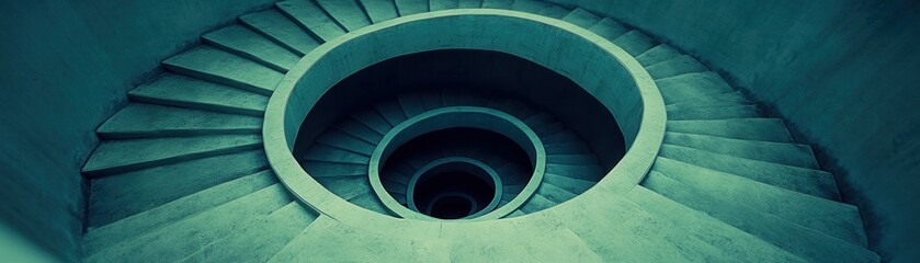 Fototapeta premium A stunning spiral staircase design showcasing modern architecture with a unique perspective and subtle lighting.