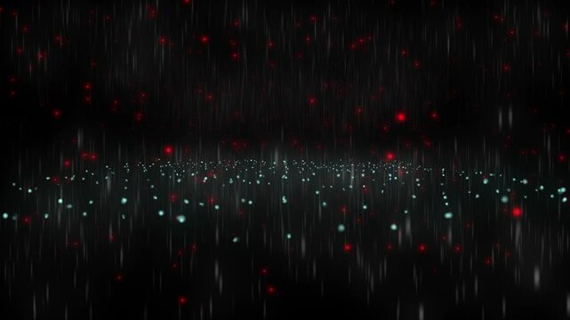Abstract dotted animated of particles floating on black background_2
