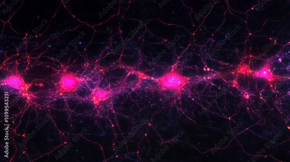 Poster microscopic view of a neural network displaying interconnected neurons