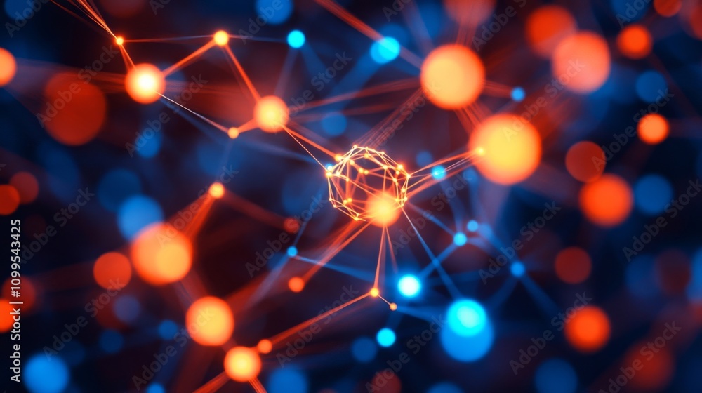 Poster abstract network showing interconnected nodes and lines