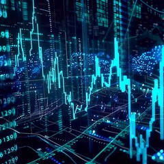 Obraz premium Digital Financial Chart Representing Market Trends and Analysis