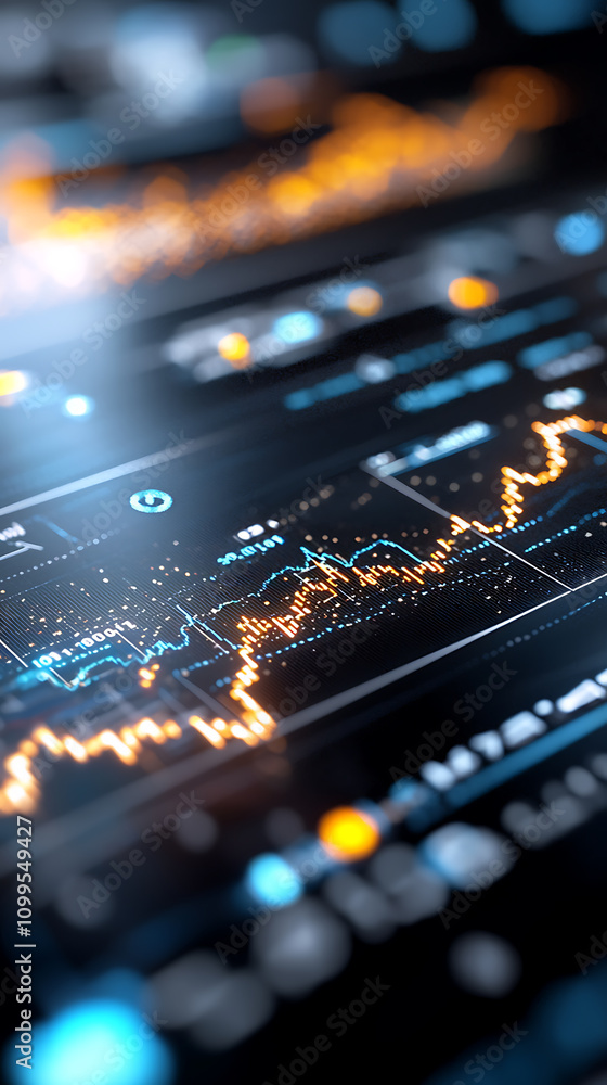 Poster fintech transaction analysis using hologram compliance metrics financial sector data visualization d