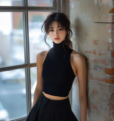 美女, 女性, 美しい, 顔, モデル, 日本, 韓国, 中国, アジア, カフェ, ファッション