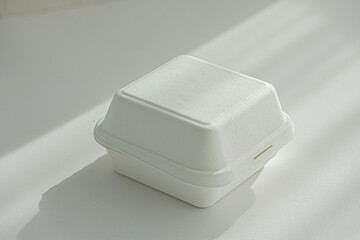 Disposable white lunch box on white background