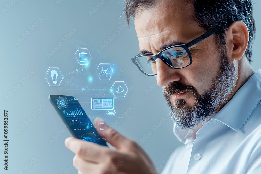 Poster innovative holographic kyc process in fintech dashboard digital finance technology modern workspace 