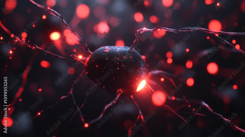 Poster glowing neuron network digital art rendering
