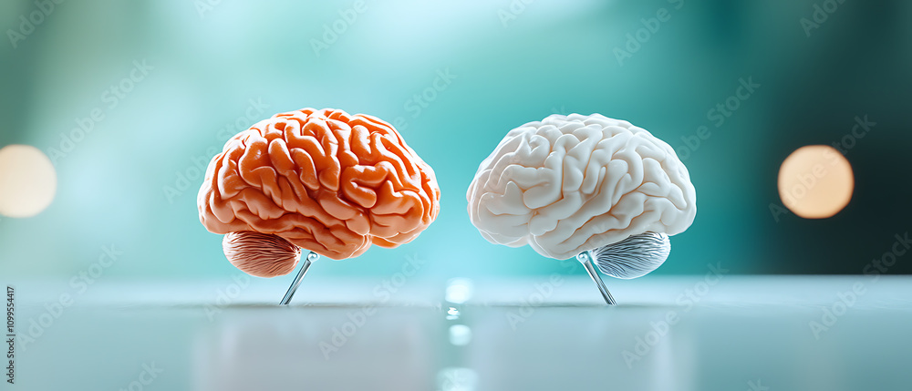 Poster ai vs human brain exploring challenges in cognitive comparison digital art modern science abstract e