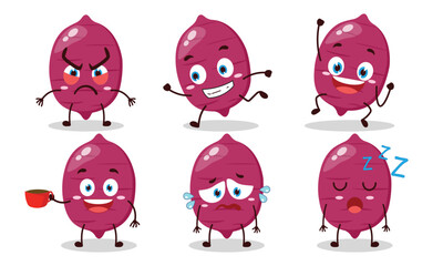 Obraz premium funny sweet potato cartoon character with various pose activity design illustration