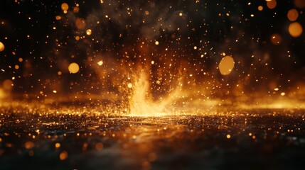 Fototapeta premium Fiery Sparks Exploding Upwards From Molten Metal