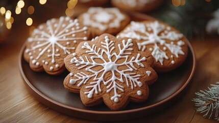 Fototapeta premium Delicious Snowflake Gingerbread Cookies Christmas Treat
