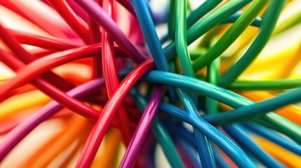 A close-up of a vibrant array of abstract, interwoven strands of color converging into a central point, Symbolizing the central convergence of diverse ideas and perspectives