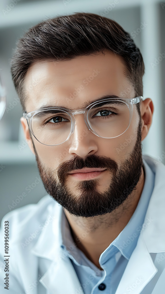 Poster scientist analyzing ai bias in generated results laboratory portrait professional setting close-up t