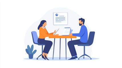 Fototapeta premium Business Interview Meeting Illustration