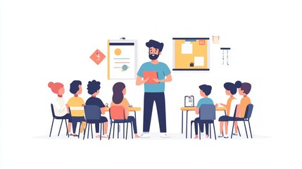 Obraz premium Classroom Presentation by Teacher