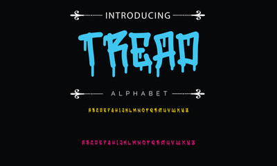 Obraz premium Graffiti Style Typography Artistic Font Design A, B, C, D, E, F, G, H, I, J, K, L, M, N, O, P, Q, R, S, T, U, V, W, X, Y, Z and Arab numerals 0, 1, 2, 3, 4, 5, 6, 7, 8, 9 Graffiti font.