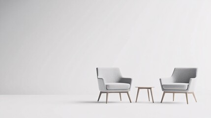 Fototapeta premium Minimalist living room with two chairs and a small table