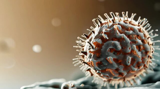 Macro view of bacteria and virus cells with space for text. Virus view with microscope, microorganisms disease-causing objects, viruses, fungi, protozoa