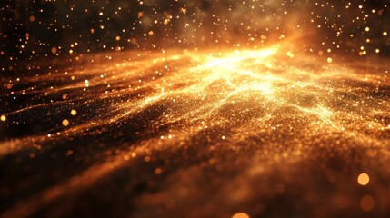 Naklejka premium Golden Glitter Background Sparkling Lights Shimmering Dust