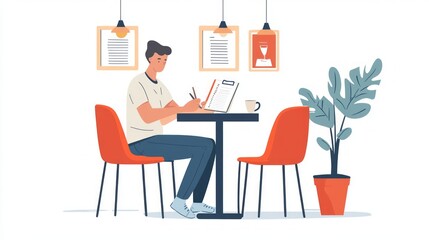 Man working in a cafe