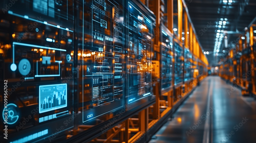 Aufkleber advanced technology and data visualization in modern warehouse environment