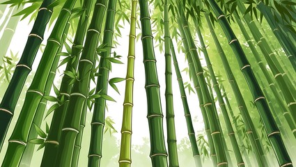 Obraz premium Bamboo Grove Serenity: A Tranquil Illustration
