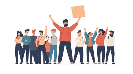 Fototapeta premium Diverse Group United in Protest
