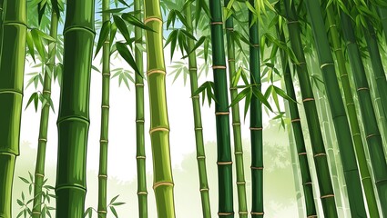 Bamboo Grove Serenity: A Tranquil Illustration