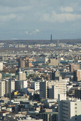 さっぽろテレビ塔の展望台から撮影した札幌のビル群