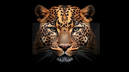 Obraz premium Majestic amur leopard portrait isolated on black background wildlife conservation image 