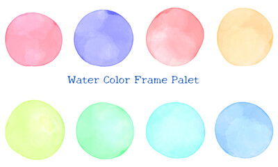 透明水彩（ウォーターカラー）パレットサークルフレームセット★ウェブボタン