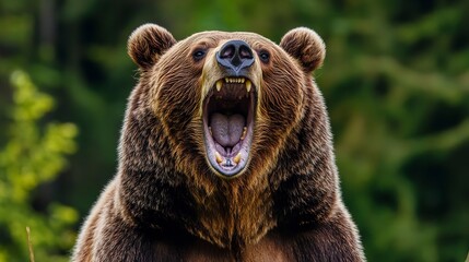 Obraz premium Roaring bear in the forest