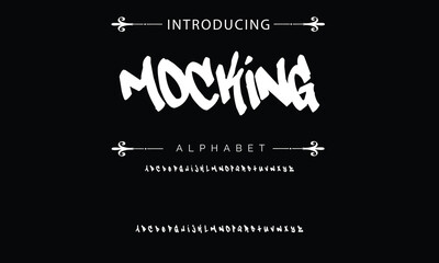 Alphabet in hand-drawn street graffiti style. vector graffiti alphabet on a black background