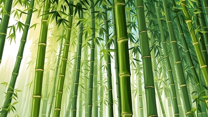Obraz premium Bamboo Grove Serenity: A Tranquil Illustration