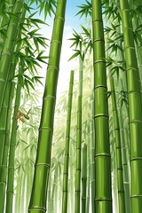 Obraz premium Bamboo Grove Serenity: A Tranquil Illustration
