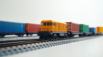 Obraz premium Freight Train Moving Through Industrial Zone