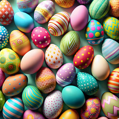 Obraz premium Easter eggs decorated in pastel and bright colors