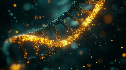 Glowing DNA strand being cut by scissors, symbolizing gene editing