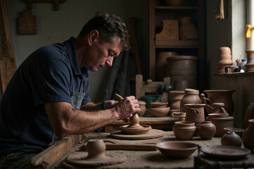 a potter at work in his workshop 2025