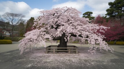 Obraz premium Beautiful cherry blossom tree in full bloom.