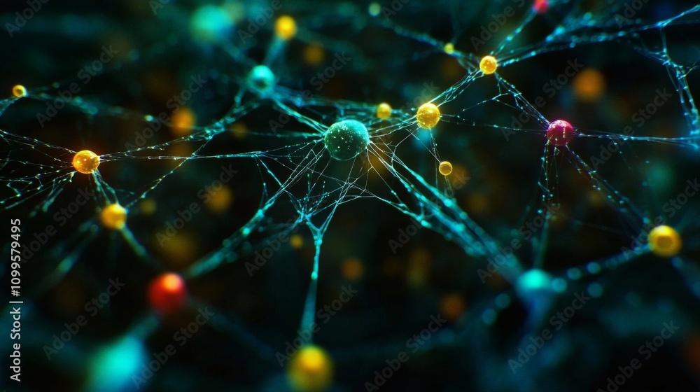 Poster abstract network of interconnected nodes and filaments