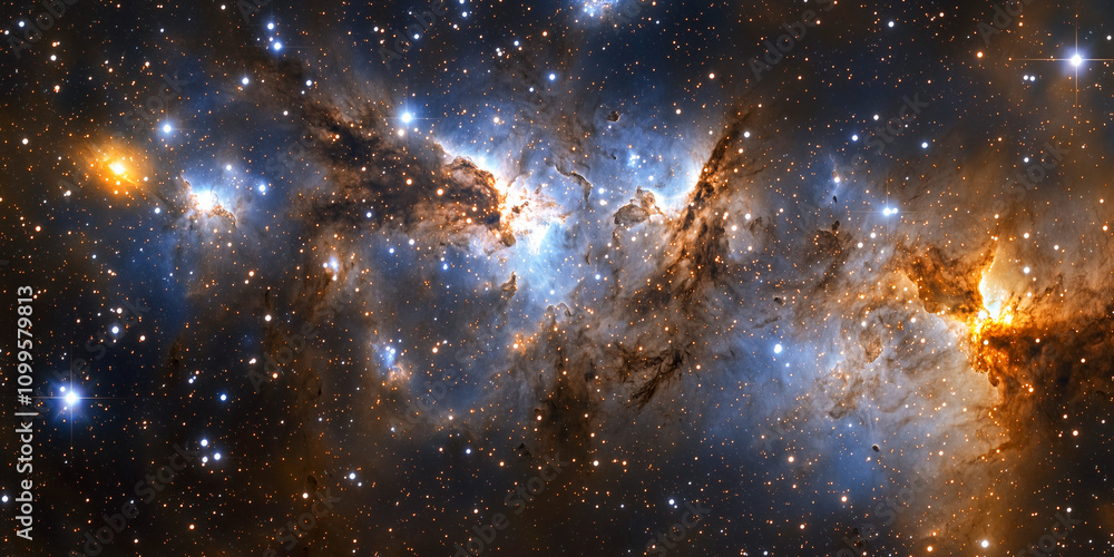 Wall mural stars of a planet and galaxy in a free space background