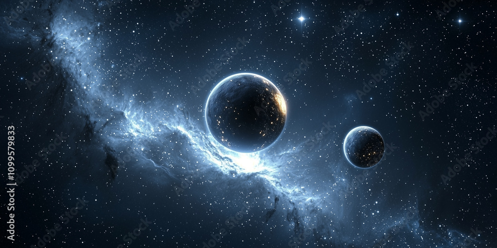 Poster planet against the background of the outer space