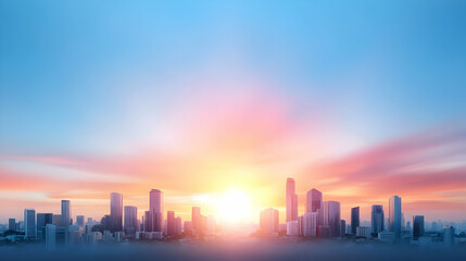 Fototapeta premium Cityscape skyline at sunrise or sunset with vibrant colors