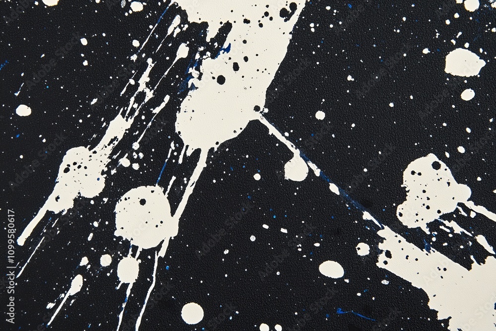Aufkleber abstract black and white paint splatter artwork with dynamic drips and splatters creating a modern a