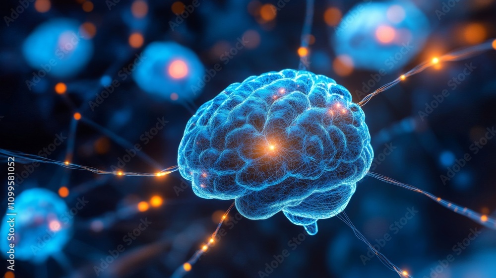 Poster neural network illustrating brain connectivity and function