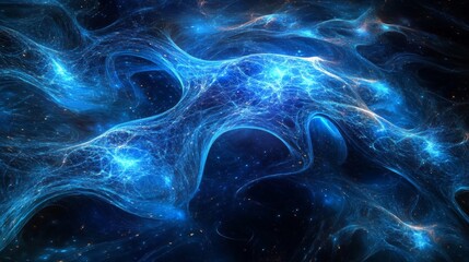 Fototapeta premium Abstract Blue Energy Nebula Cosmic Web